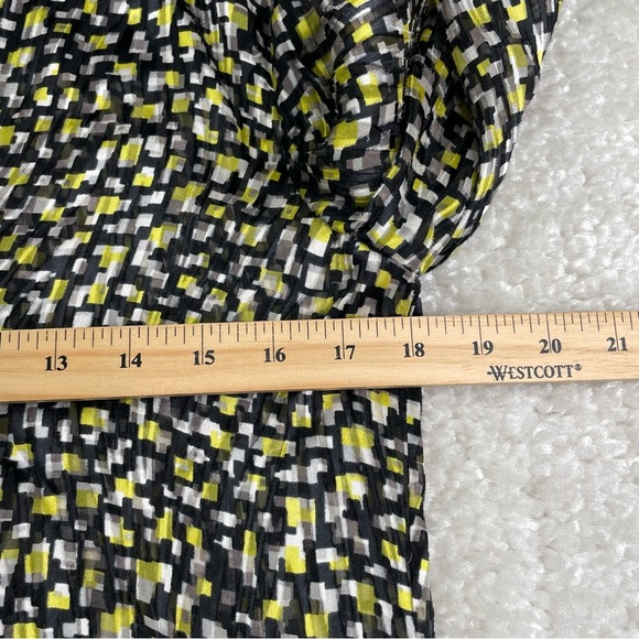 Alice + Olivia Willa Print Blouse Silk Neon Yellow Geometric Abstract XS/S - Picture 14 of 15